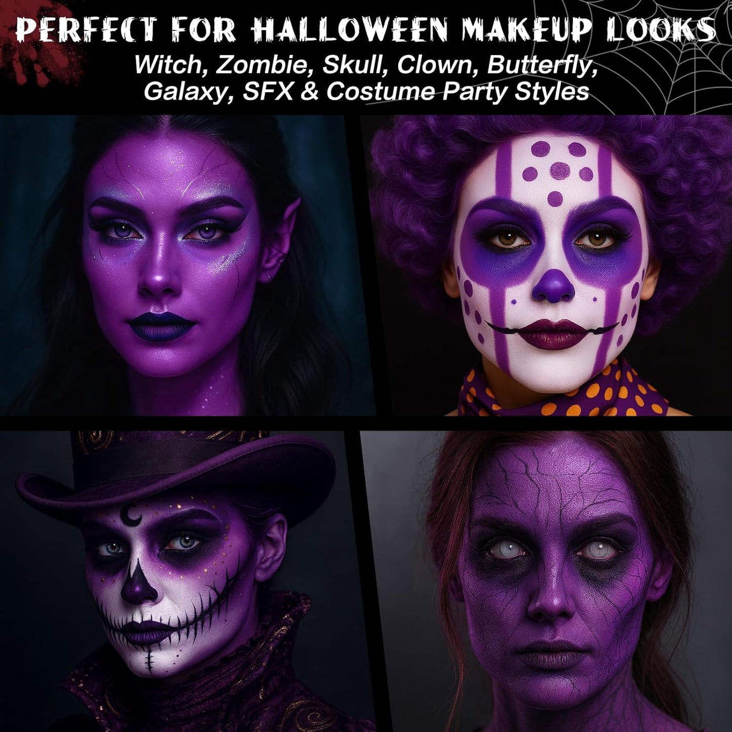 BOBISUKA Purple Face & Body Paint Stick Water-Based Washable Face Paint Makeup Stick for Halloween Witch, Zombie, Skull, Clown, Butterfly, Galaxy, Cosplay, SFX, Sports Eye Black & Costume Party