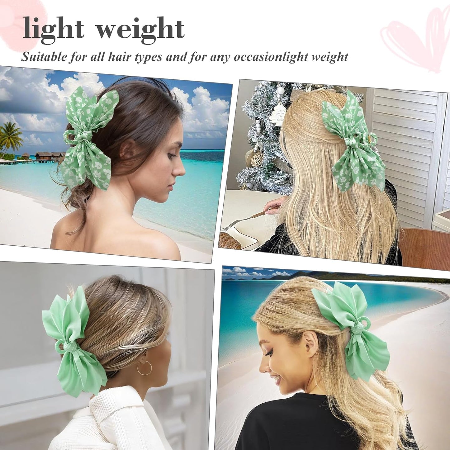 Bow Claw Clips Bow Hair Clips 2PC Green Big Hair Bows for Women Butterfly Styling Large Hair Clips for Thick Hair for Girls Hair Accessories for Teen
