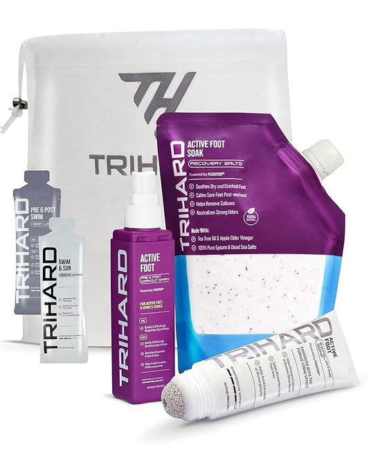 TRIHARD Active Foot Spa Kit - Foot Spray, Foot Soak Salts, Exfoliating Soap - Pedicure Set for Dry, Cracked Feet - Detox Foot Soak With Epsom Salts - Scrubber, Callus Remover