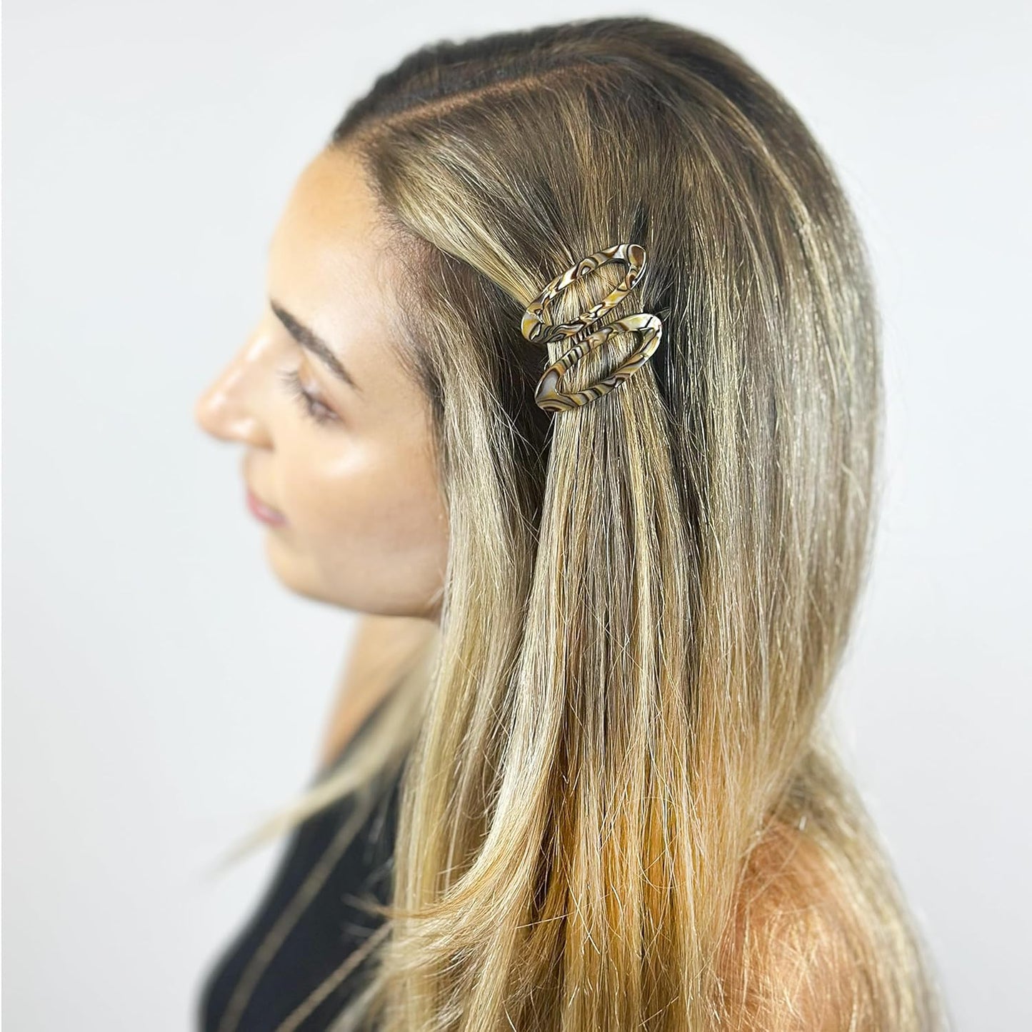 Camila Paris CP3367 French Hair Barrette Clip for Women, Handmade, Onyx, Side Slide-in Metal-Free Closure Strong Hold Grip Hair Clips for Girls, No Slip Durable Hair Accessories, Made in France