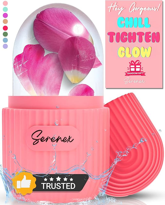 Ice Cube Roller for Face, Eyes & Neck – Silicone Ice Face Roller for Puffiness, Redness, Migraines & Eye Bags – Skin Tightening, Rejuvenation & Cryotherapy Massage Tool for Beauty & Skincare