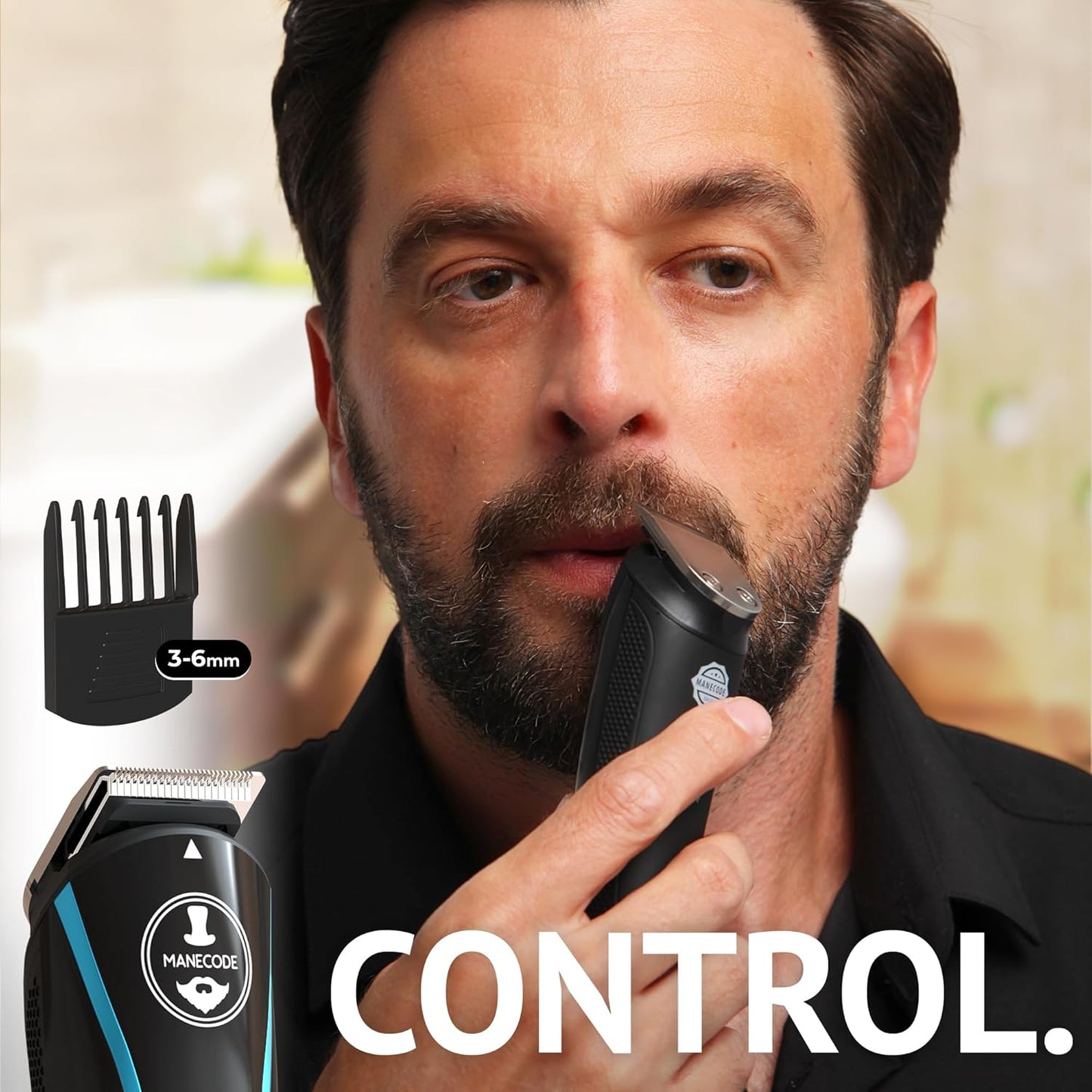 MANECODE® 11-in-1 Beard & Hair Trimmer for Men – Self-Sharp Blades® USB-C, Waterproof, LED Display Multi-Grooming Kit