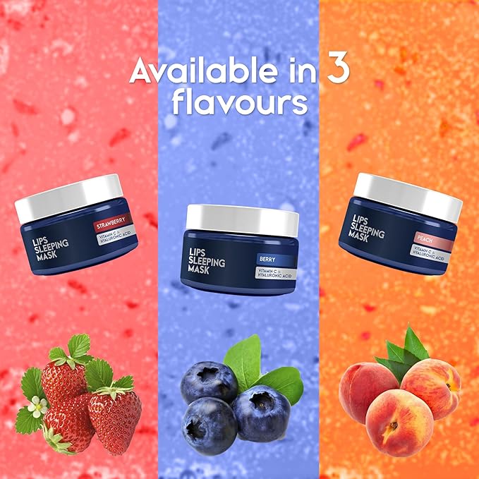 Lip Mask Overnight with Hyaluronic Acid & Collagen, Lip Sleeping Mask for Dry Cracked Lips, Moisturizing, Hydrating, Exfoliating Night Treatment for Lip Care (Strawberry) (0.7, Berry)