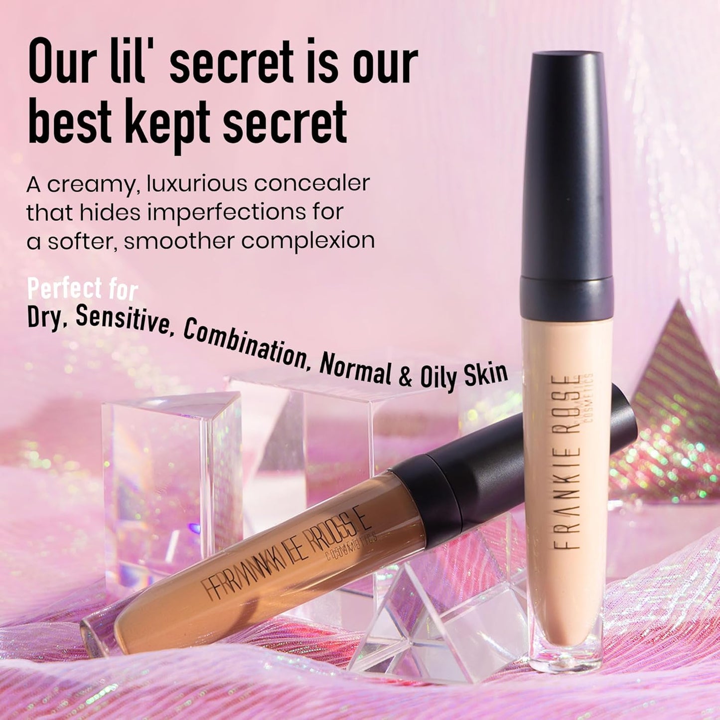 Frankie Rose Cosmetics Our Lil’ Secret Concealer - Full, Long Lasting Coverage for Dark Circles and Fine Lines - Easy to Blend - Soft, Smooth Complexion - Chai