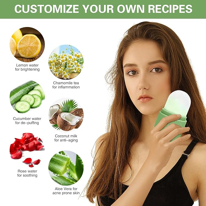 Ice Face Roller, Ice Roller for Face and Eye,Puffiness Relief,Face Roller Skin Care,Naturally Tone and Tighten,Silicone Facial Massage Ice Mold,Reusable Face Massage,Ice Mold for Face Beauty (Black)