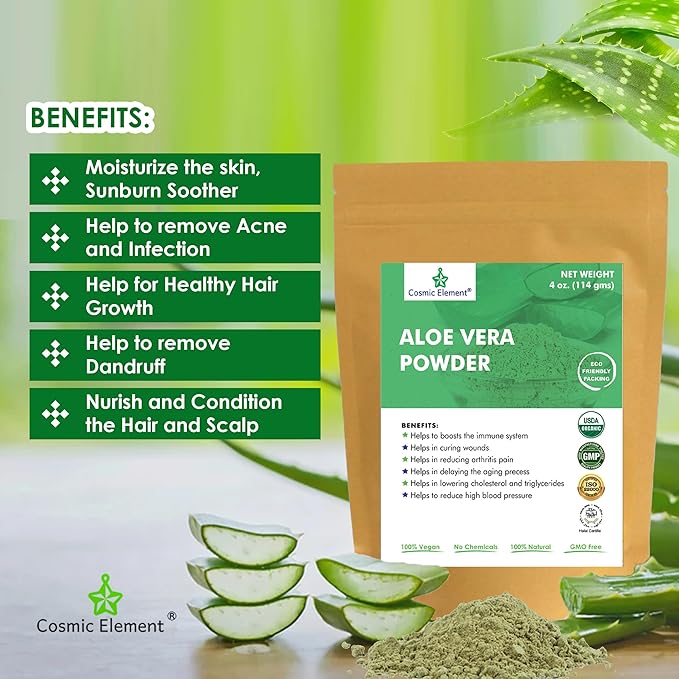 100% Pure Calcium Bentonite Clay Powder | Skin Care Detox - Deep Pore Cleansing Face & Body 4 oz & Aloe Vera Powder - Hydrating After Sun Care | for Face, Body, Skin & Hair care -4oz