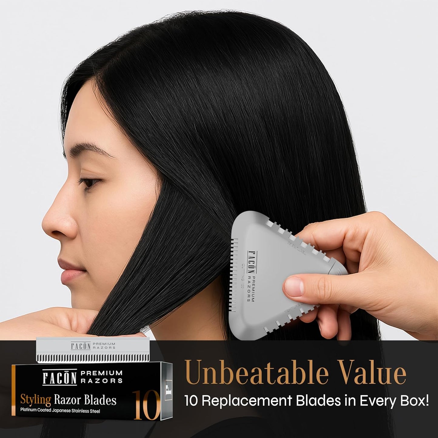 Facón Razor Comb for Hair Cutting - Professional Hair Cutting Comb Kit with 13 Replacement Blades, Double Edge Shaper for Salon & Home, Premium Styling Thinning Texturizing Split Ends Trimming Razor