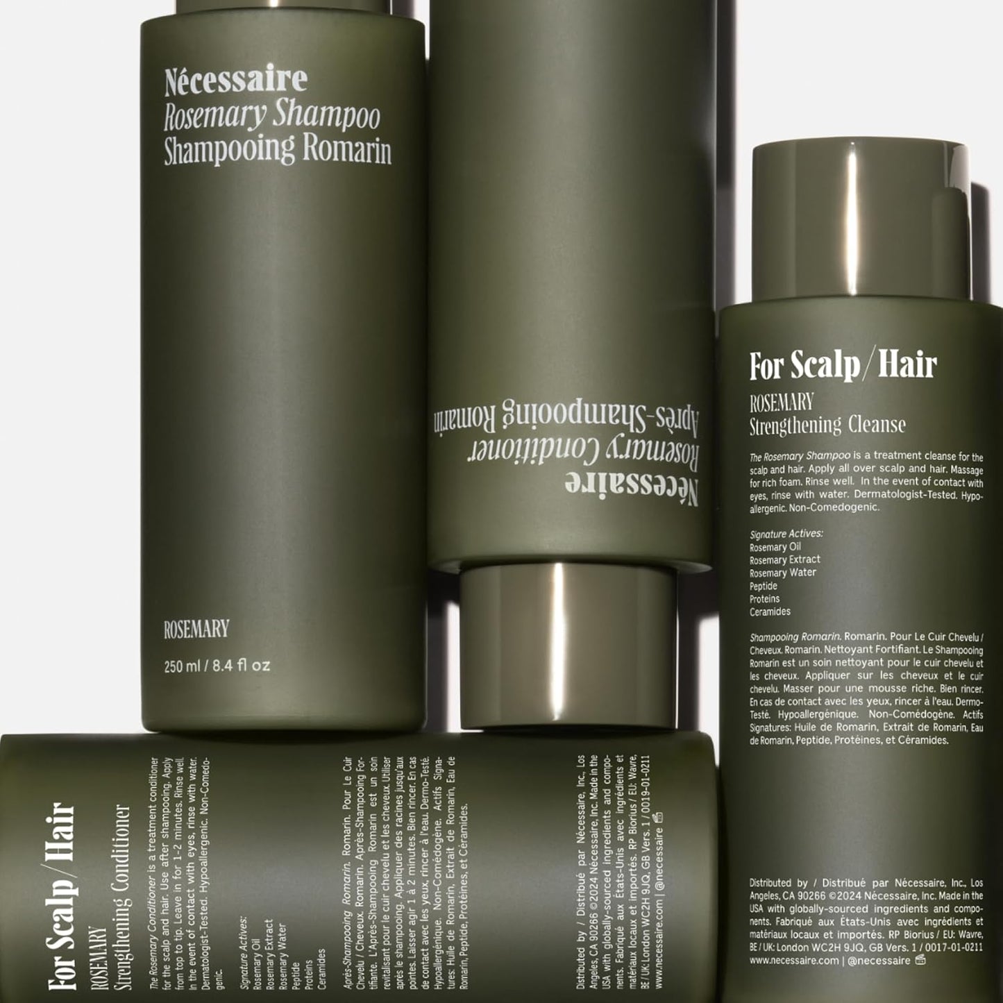 Nécessaire Rosemary Hair Duo | Multi-Protein Strengthening Shampoo + Conditioner For Thinning Hair. For Women + Men. Good For All Hair Types/Textures. Free Of Sulfates. Color-Safe. 250 ml / 8.4 oz