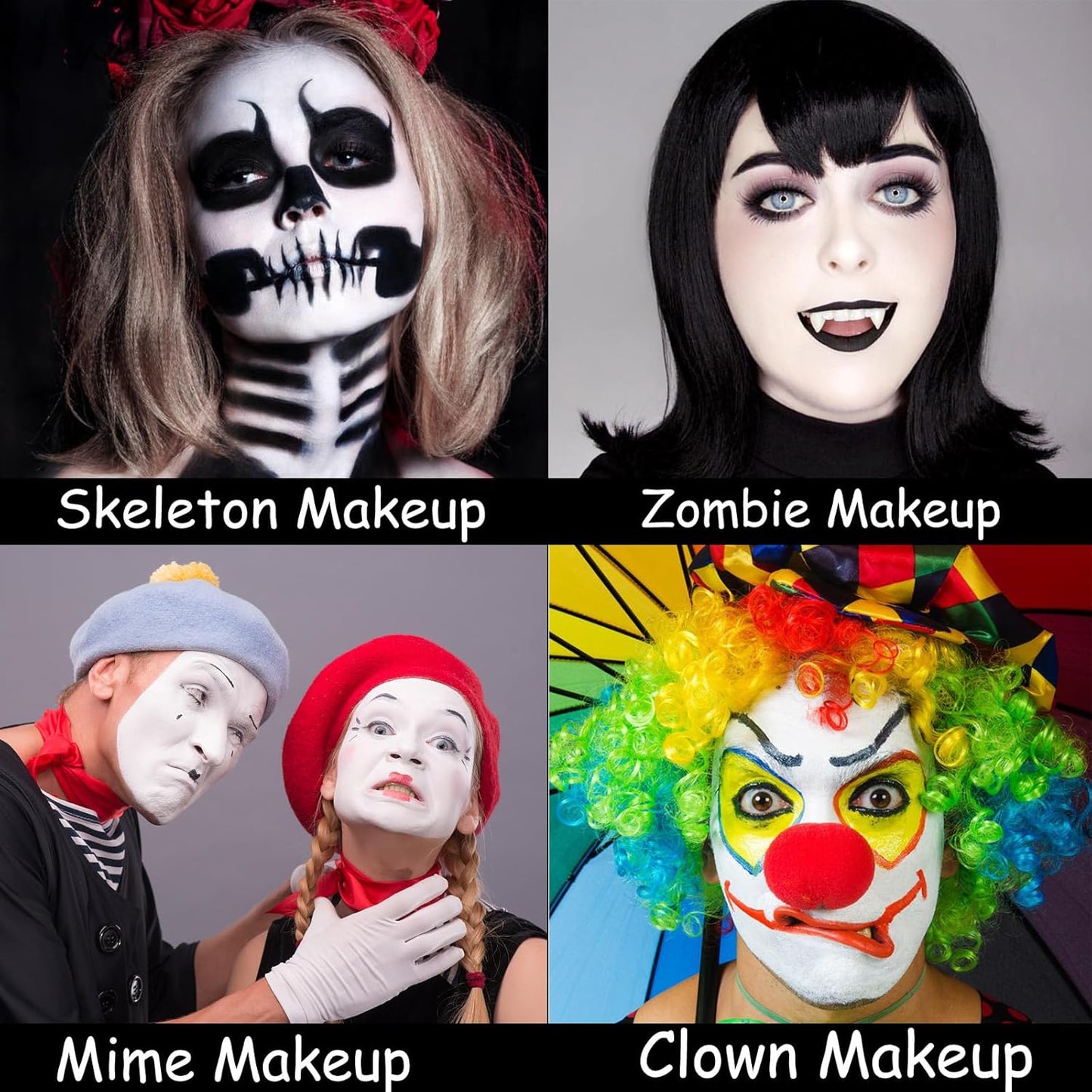 MEICOLY 3PCS Black White and Red Face Body Paint Stick,Face Paint Stick for Halloween SFX Cosplay Clown Skeleton Zombie Makeup,Waterproof Eye Black for Baseball Softball Football