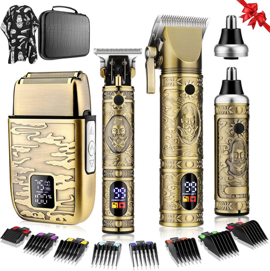 Hair Clippers for Man T-Blade Trimmer Nose Hair Trimmer Electric Shaver Set, Professional Metal Body Barber Clippers Set for Haircut, Men’s Grooming Kit with LCD Display, Ideal Gift for Him