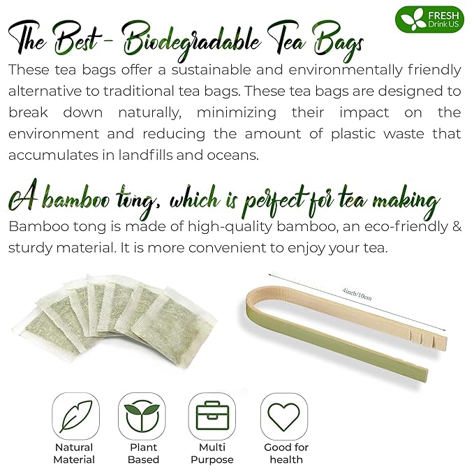 FreshDrinkUS, Premium 75 Senna Leaf Tea Bags, 100% Natural & Pure from Senna Leaves. Loose Leaf Senna Herbal Tea, Made with Natural Material Tea Bags. No Sugar, No Caffeine, No Gluten, Vegan.