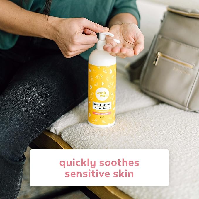 Wink Well Llama Baby Lotion for Kids- Gentle Baby Moisturizer for Calming Dry Skin-For Sensitive Skin Free of Parabens, Chemicals, Dyes and Fragrances- 14 Oz