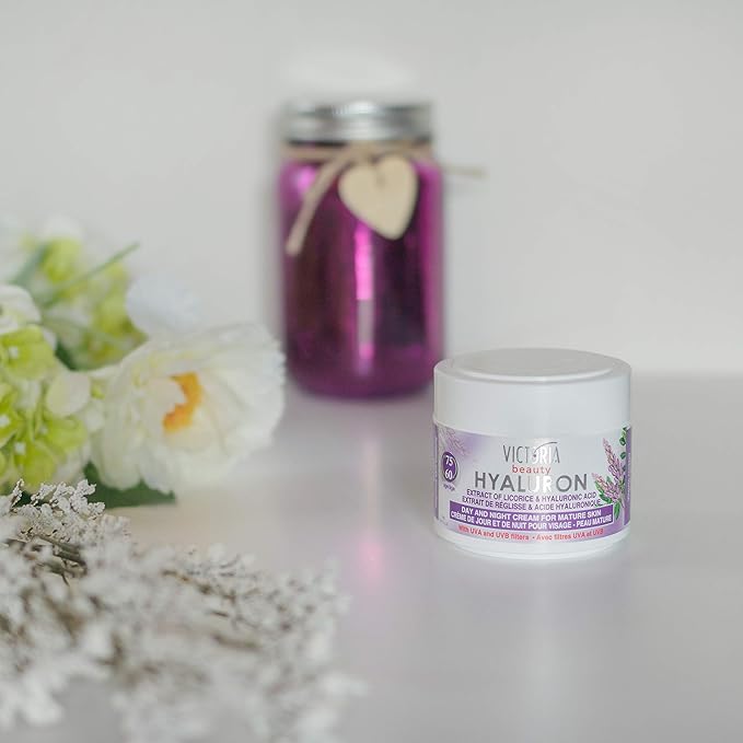 Hyaluron Anti-Wrinkle Cream with Licorice Extract - for Mature Skin (Age 60+) - Intensive Natural Cream for Day & Night With UV Filters