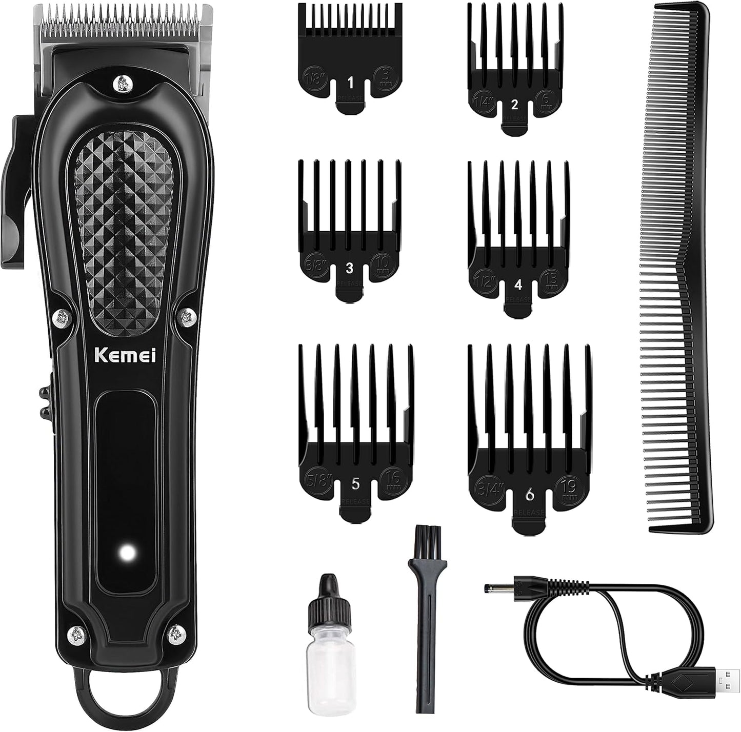 KEMEI Hair Clippers for Men, Professional Barber Clipper for Hair Cutting Cordless & Corded, Rechargeable Beard Trimmer