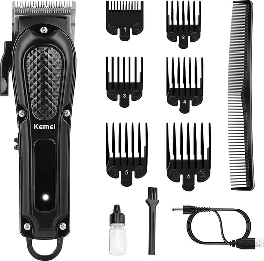 KEMEI Hair Clippers for Men, Professional Barber Clipper for Hair Cutting Cordless & Corded, Rechargeable Beard Trimmer