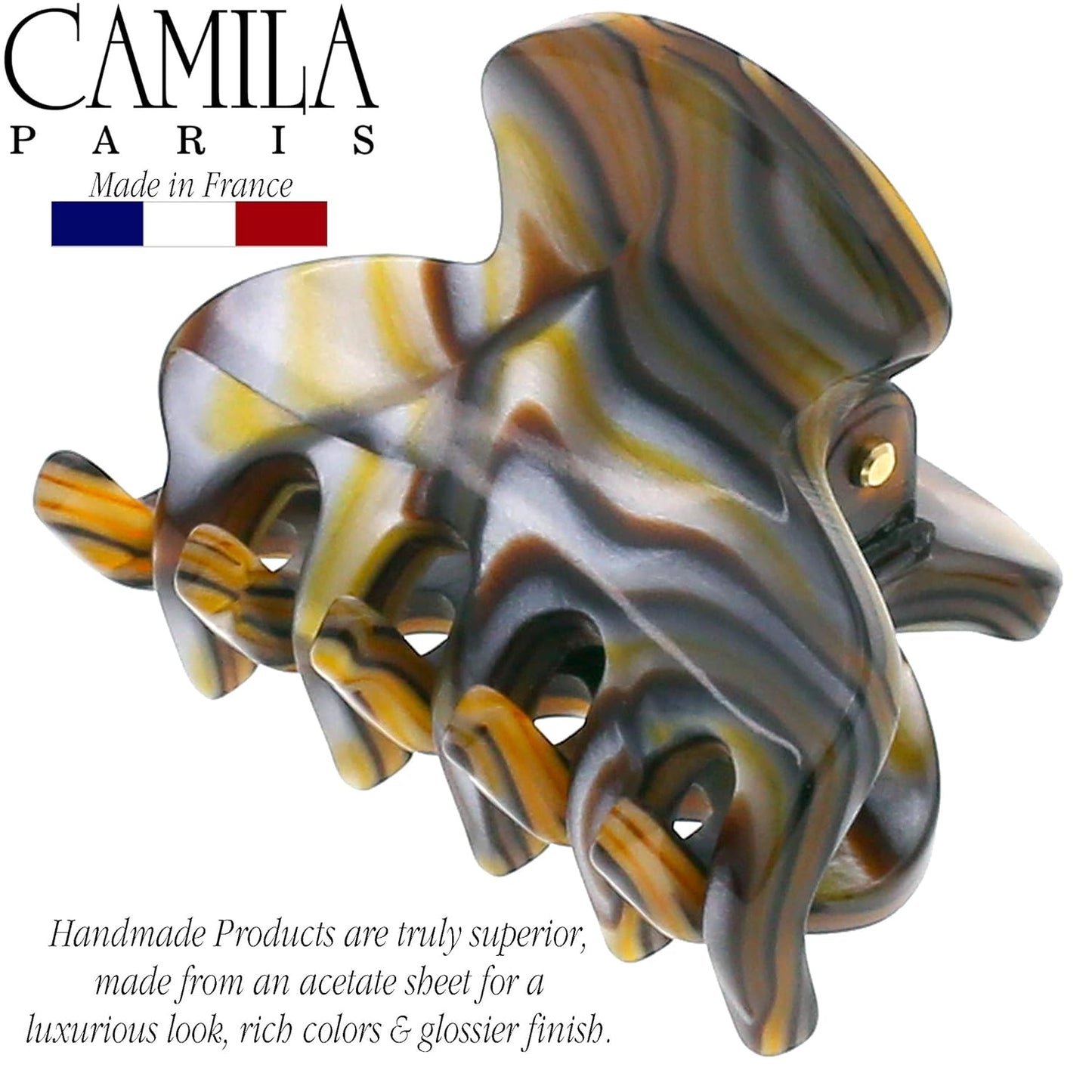 Camila Paris CP3067 French Hair Clip for Women, Handmade, Onyx, Small, Girls Hair Claw Clips Jaw, Durable Styling Hair Accessories for Women, Strong Hold No Slip Grip, Made in France