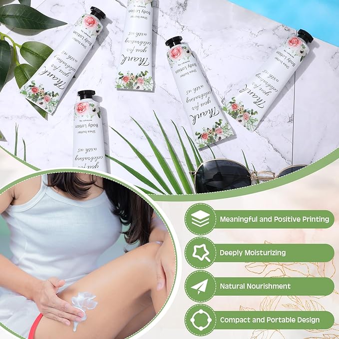 24 Pcs Bridal Shower Wedding Gifts Bulk Body Lotion Body Care Cream Moisturizing Small Travel Lotion for Women Dry Skin Natural Fragrance for Bridesmaid Guest Gift