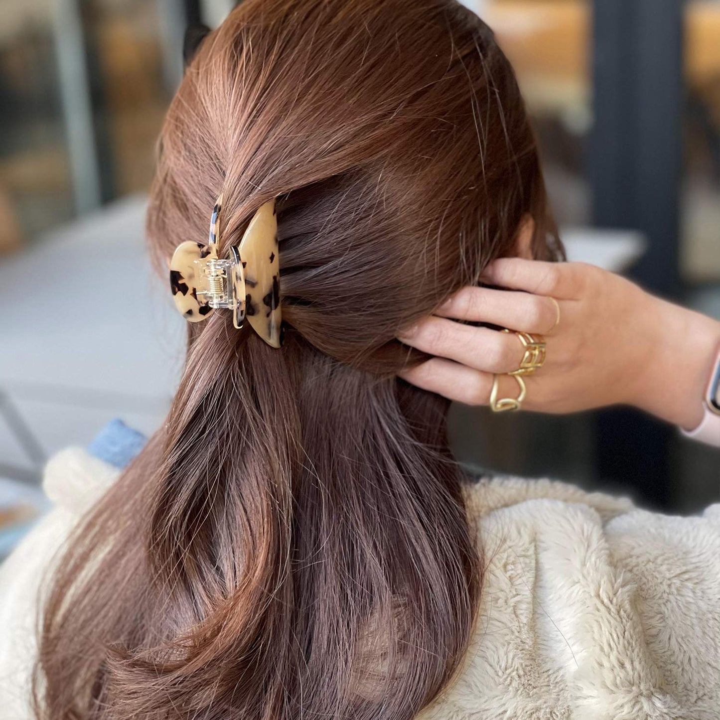 2PCS 2.75 inches Hair Claw Banana Clips tortoise Barrettes Celluloid French Design Barrettes celluloid Leopard print Small Fashion Accessories for Women Girls(SET4)