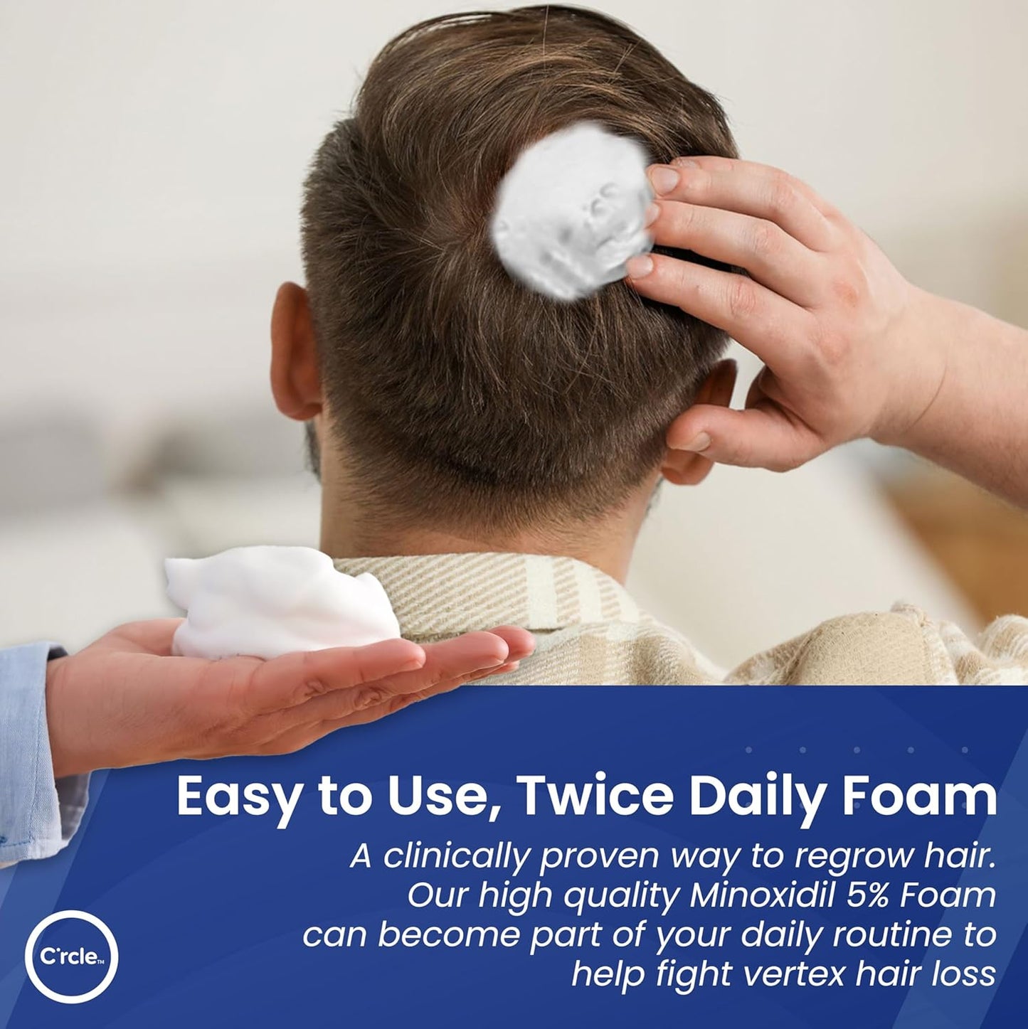 C’rcle Men's Minoxidil 5% Foam - Unscented 6 Month Supply - Helps Restore Vertex Hair Loss & Thinning - Extra Strength Supports Hair Regrowth for Men