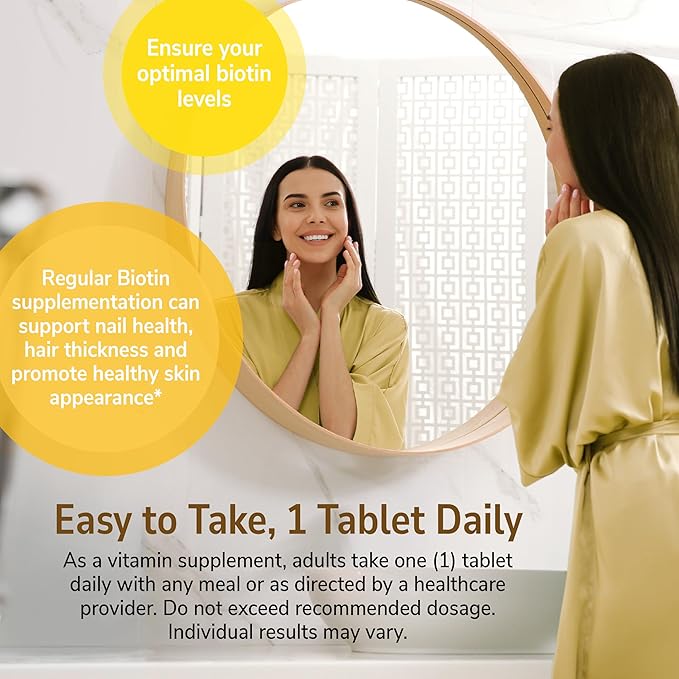 21st Century Biotin Tablets, 10,000 mcg, Unflavored 120 Count