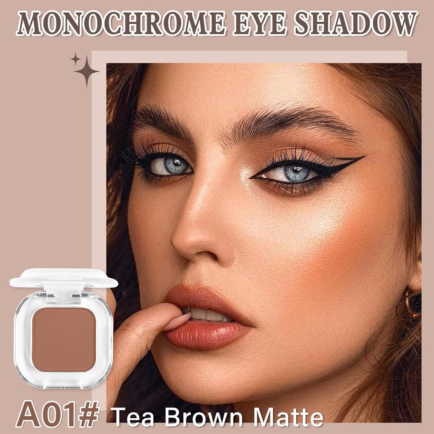 Brown Matte Single Eyeshadow Makeup Powder Palette，High Pigment Blendable Formula Eye Make-up for Women，Neutral Eye Shadow，sombras para ojos，Longwear Waterproof，Vegan & Cruelty-Free，Eyeshadow Gift