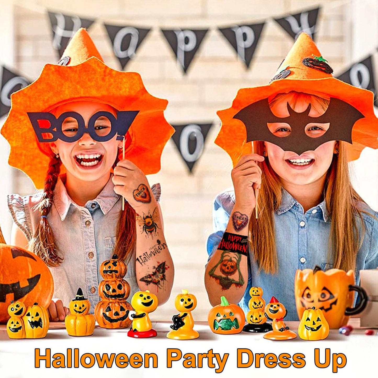 Halloween Temporary Tattoos, 36 Sheets Large Realistic Tattoos for Kids & Adults, Party Decoration Tattoos