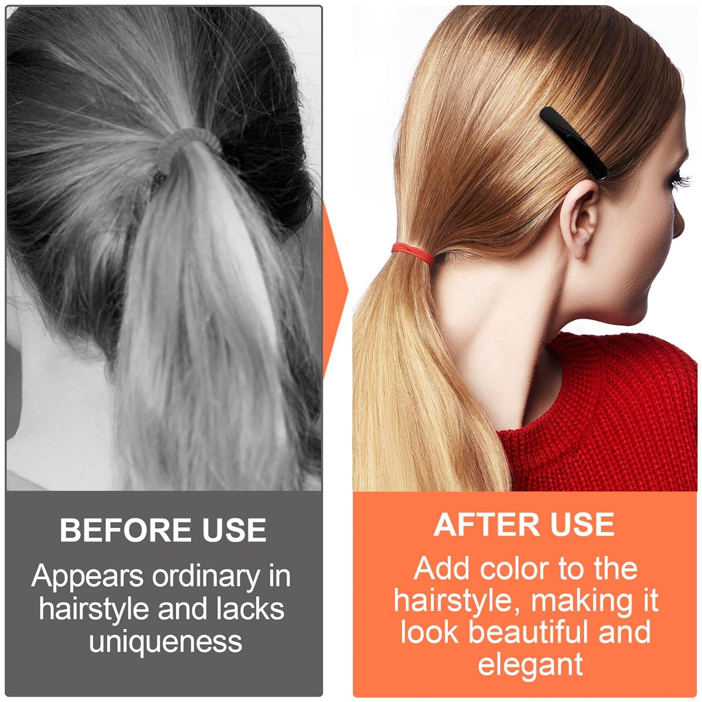 4pcs French Barrettes for Women, Non-Slip Head Oval Hair Clips, Curved Glossy Hairpins Styling Tool for Long Short Straight Curly Wave Hair- Black