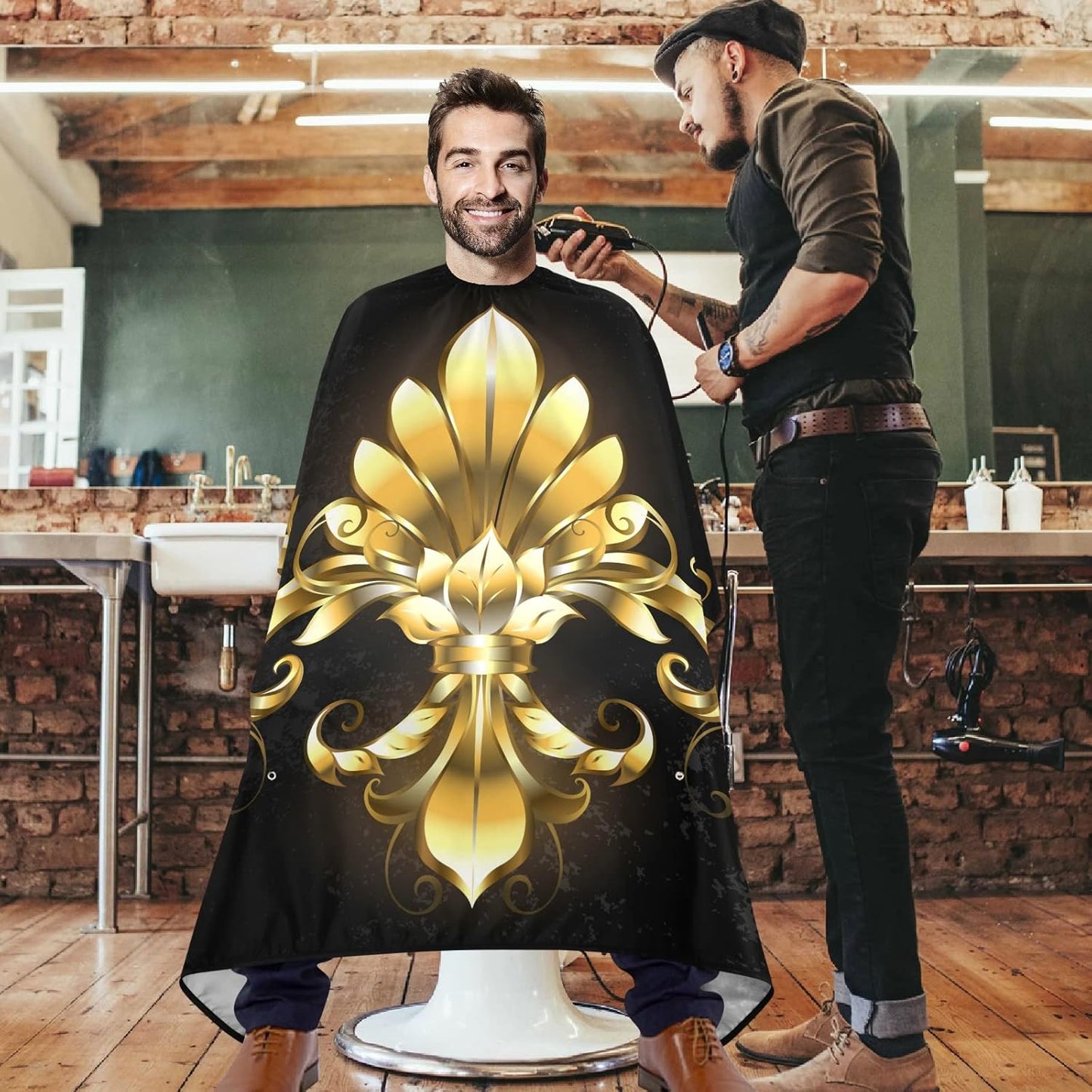 visesunny Professional Barber Cape Polyester Hair Cutting Clippings Catcher Grooming Cape Apron for Shaving Trimming For Men