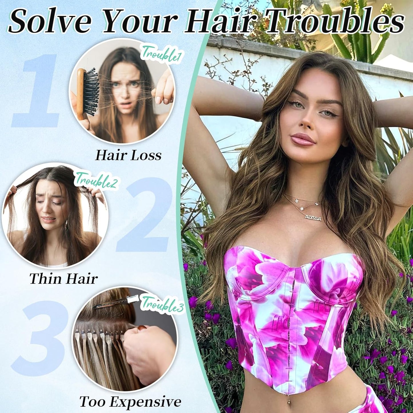 KooKaStyle Clip in Synthetic Highlight Hair Extensions Long Wavy 4PCS Thick Hairpieces Balayage Chocolate Brown to Caramel Blonde Fiber Double Weft Natural Hair Extensions 20 Inch for Women