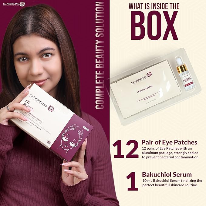 Under Eye Patches Booster Pomegranate &10ml Serum –12 Pairs for Puffy Eyes Dark Circles Eye Bags Anti-Wrinkle Collagen Retinol Anti Aging Hydrating Birthday Gift