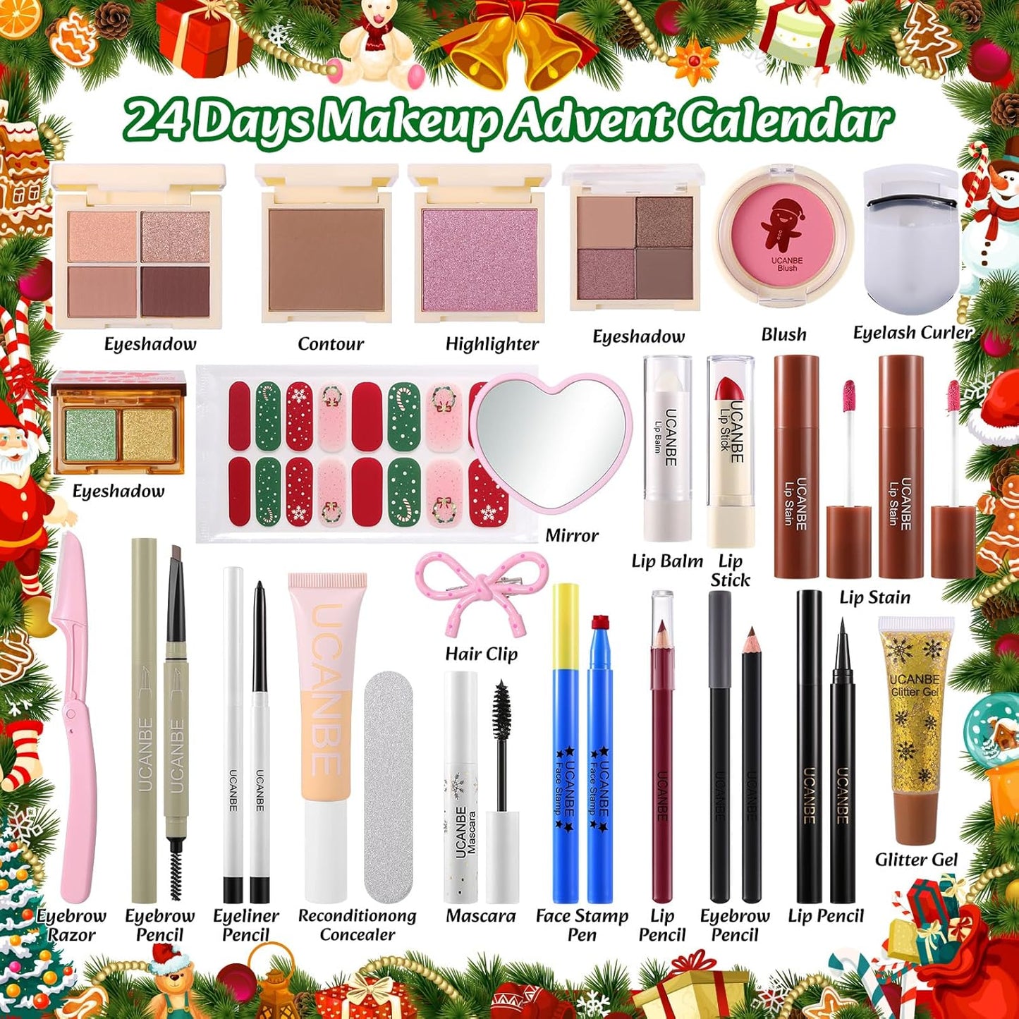Makeup Advent Calendar 2025, 24 Days Individually Boxed Christmas Makeup Sets, 2025 Xmas Countdown Calendar Makeup & Cosmetic, Gift for Women Teens Girls