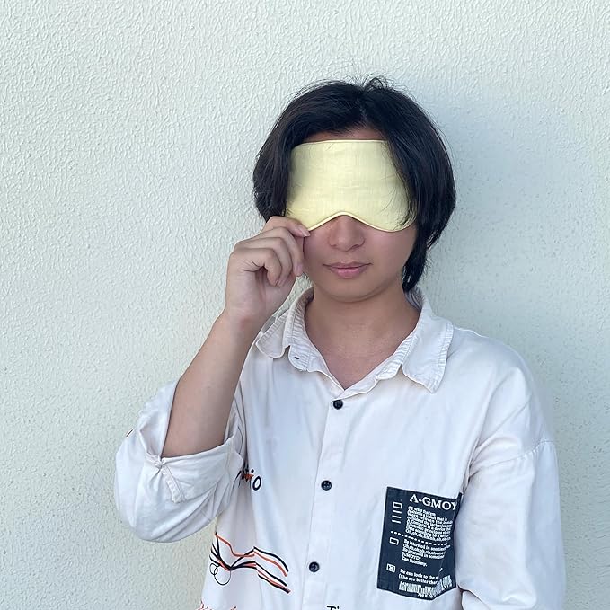 Linen Eye Mask for Girls,Travel Breathable Sleep Mask,Adjustable Strap, Hypoallergenic, Cooling with Travel Bag Gift Package(Gingham)