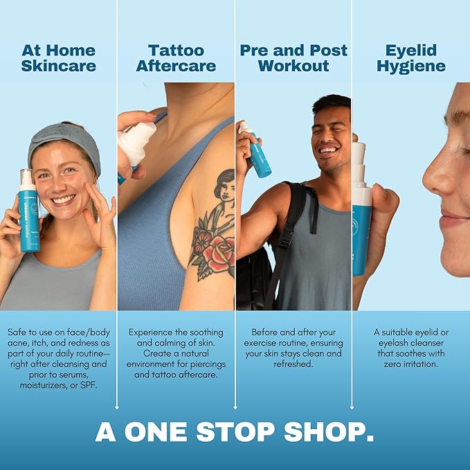 Hypochlorous Acid Spray – HOCl Face & Skin Mist for Acne, Eczema & Irritation – Multi-Purpose Skin Repair – Eyelid Cleanser, Post-Workout, Post-Procedure, Scalp & Sensitive Skin – 6.8 oz