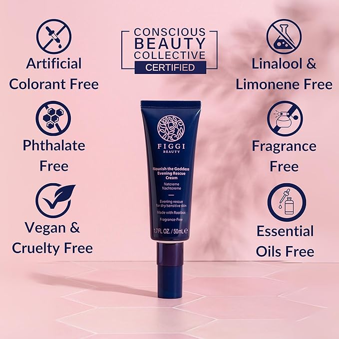 Face Moisturizer Evening Cream 50ml | Nourish the Goddess Night Cream for Face | Face Cream Formulated for Anxious & Sensitive Skin | Vegan & Cruelty Free |