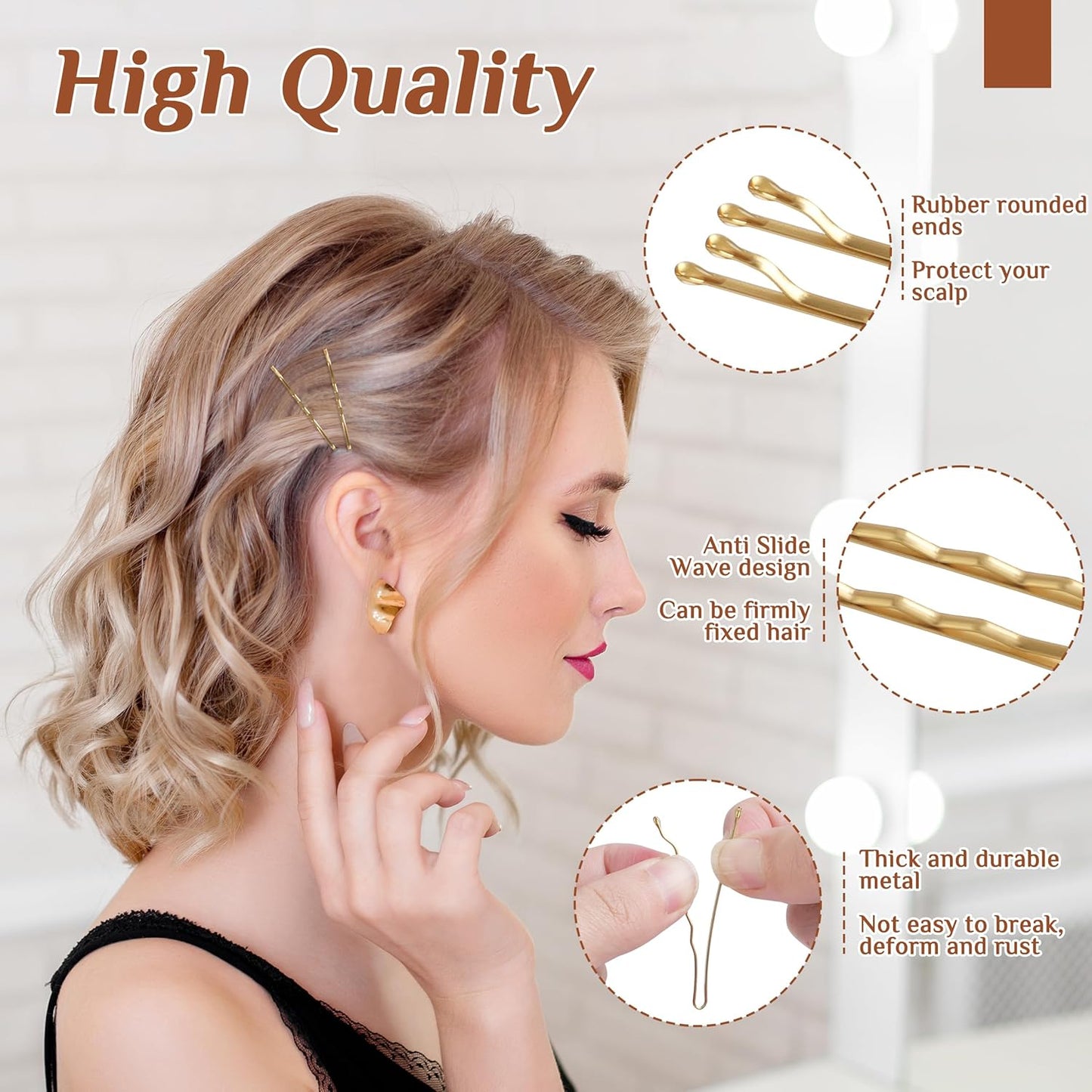 Bobby Pins Blonde Hair, 500 Pcs Blonde Bobby Pins, 2 Inch Premium Bobby Pin, Secure Hold Bobby Pins with store box, Hair Pins for Women and Girls