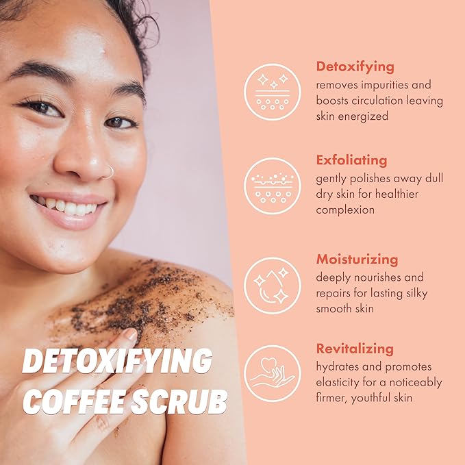 Coffee Scrub Foot & Body Exfoliator Infused with Vitamin E and Orange Peel Natural Exfoliating Sugar Body Scrub for Toning Cellulite Skin Care by Handmade Heroes