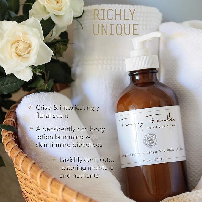 TAMMY FENDER - Rose Geranium & Tangerine Body Lotion | Natural, Organic, Cruelty Free, Non-Toxic Skincare | Luxe, Nourishing, Hydrating | All Skin Types (8 oz | 228 g)
