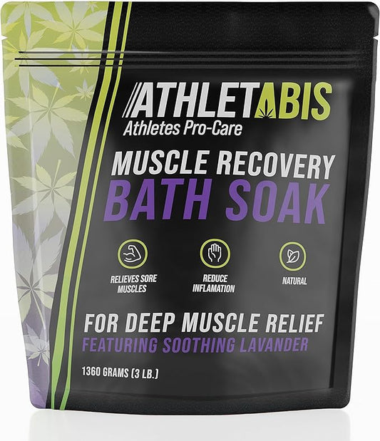 Epsom Salt for Soaking - Sore Muscle Soak, [3lb] Magnesium & Hemp Oil Bath Salts for Sore Muscle Relief, Post-Workout, Relaxation, & Foot Soak – for Women & Men (Lavendar)