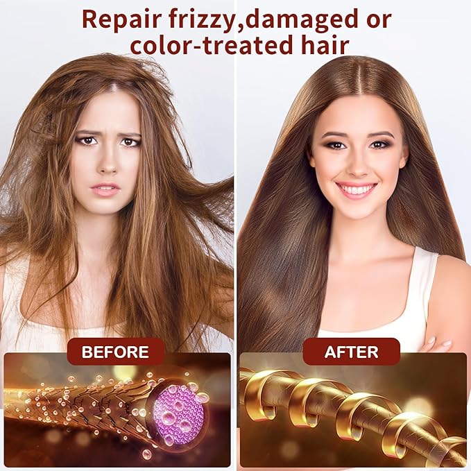 Bablabear Hair Mask Treatment for Dry Damaged Colored Hair and Brown Hair Dye Shampoo 3 in 1 Bundle Set