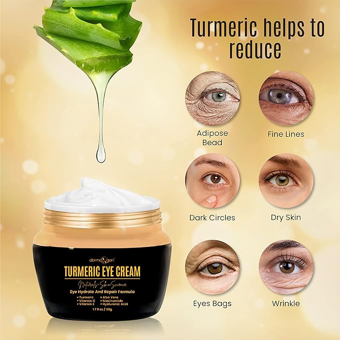 Turmeric + Vitamin C Eye Cream & Peptide Eye Gel – Hydrating & Soothing Formula for Under Eye Care, Puffiness & Fine Lines