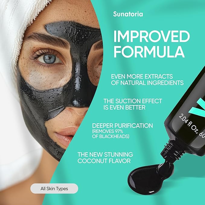 SUNATORIA Blackhead Remover Mask - for Women and Men - Activated Charcoal Peel Off Face Mask - Deep Pore Cleaner Nose Blackhead Remover Pore Release - Black Head Remover for Face