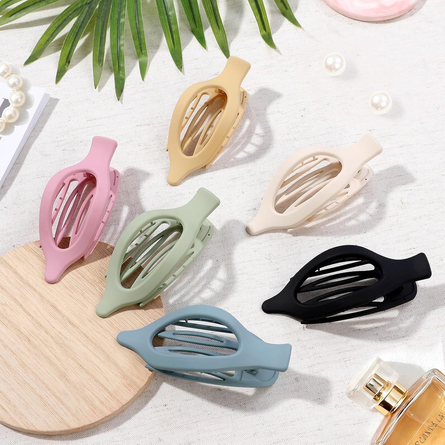 Flat Hair Clips for Women - 6 PCS French Flat Claw Clips Medium Hair Clips for Girls Large Hair Claw Clips for Thick or Thin Hair Strong Hold No Slip Hair Accessories for women (Light Colorful)