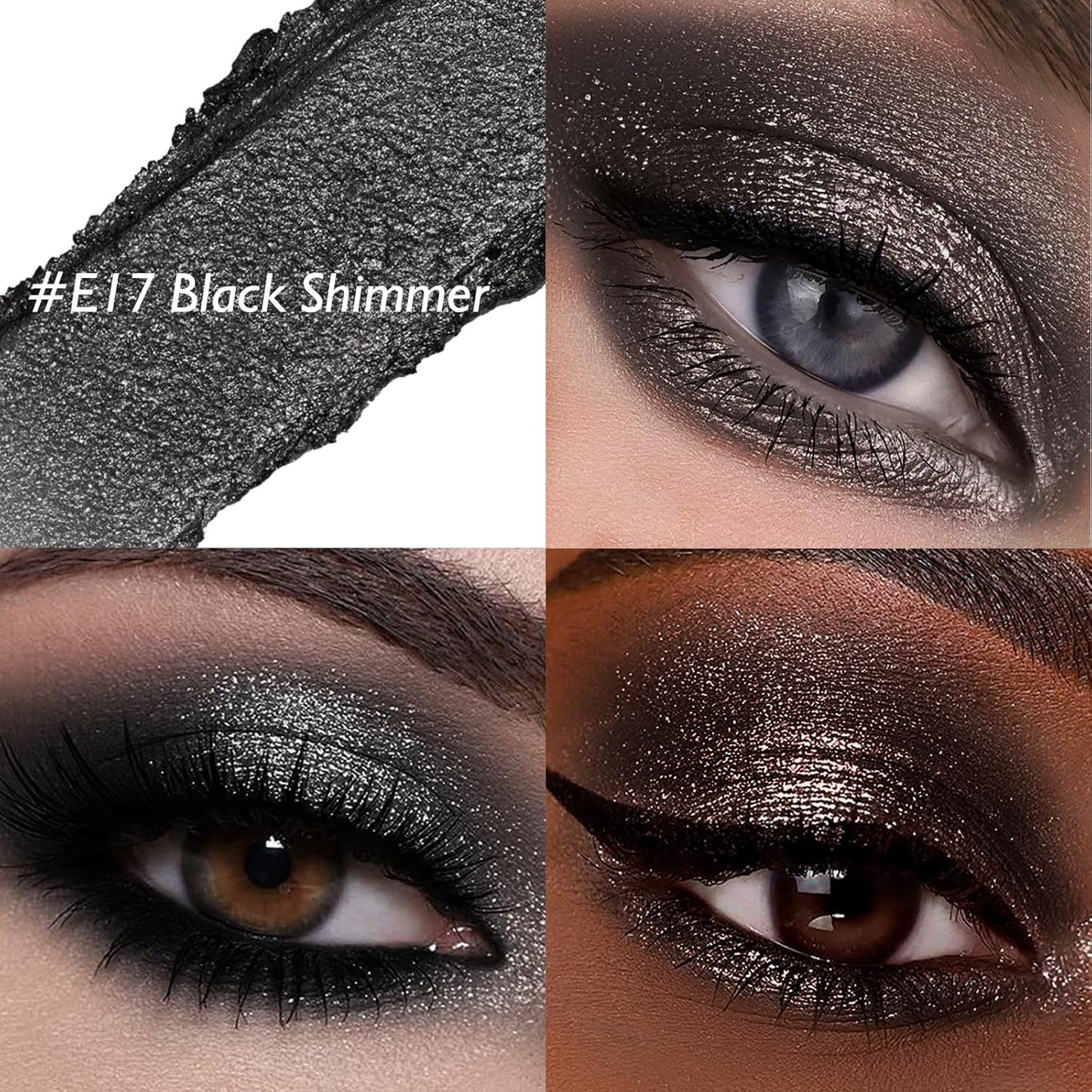 Glitter Eyeshadow Stick - Black Shimmer Long Lasting Cream Eye Shadow Pencil Buildable Sparkling Face Highlighter Makeup, Lightweight Waterproof & Smudge Proof for Easy Application