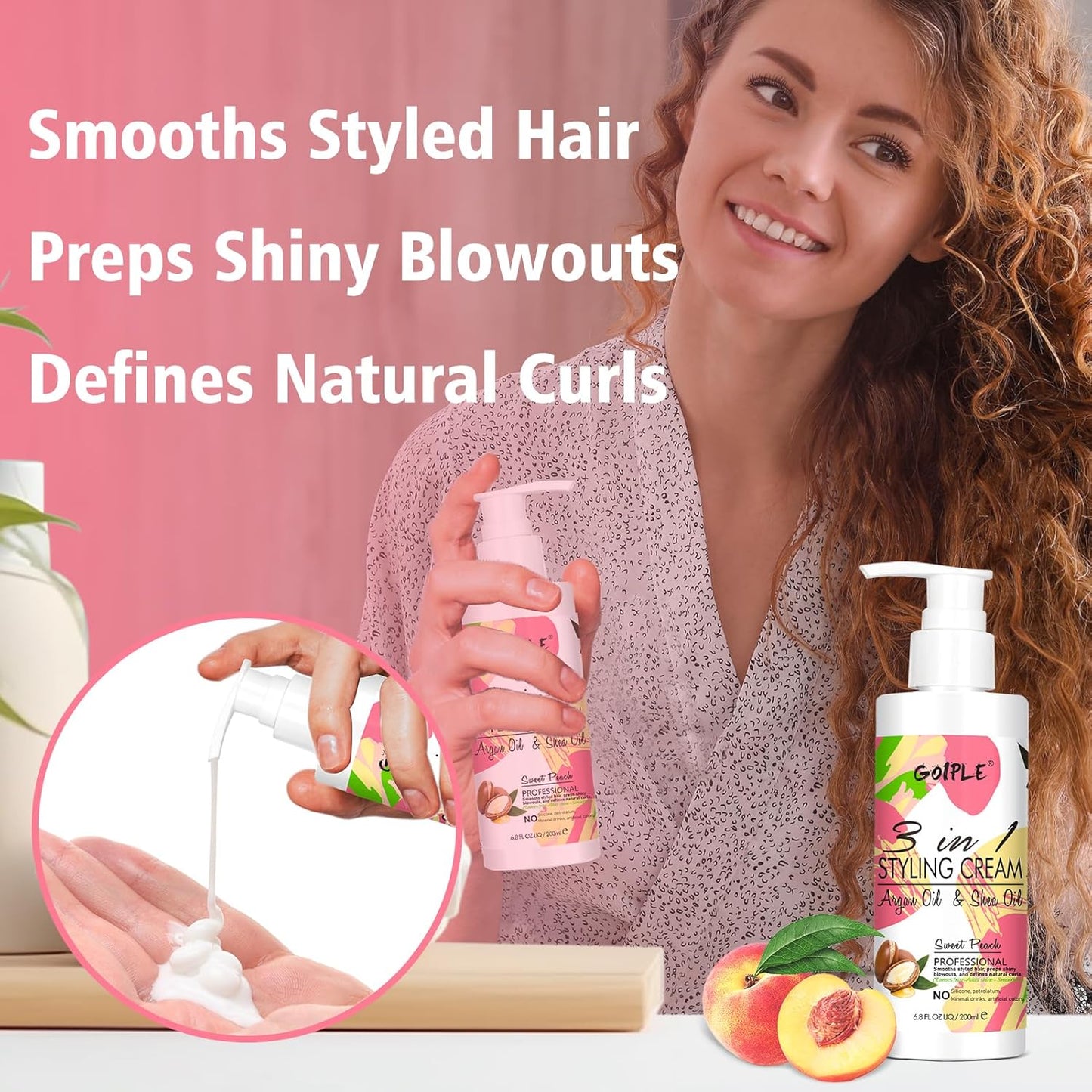 3-In-1 Styling Cream for Flyaways and Frizz - Keratin Protein Hair Serum With Moisturizing Oil - Add Shine, Anti-Frizz, Slick Back Hair Cream