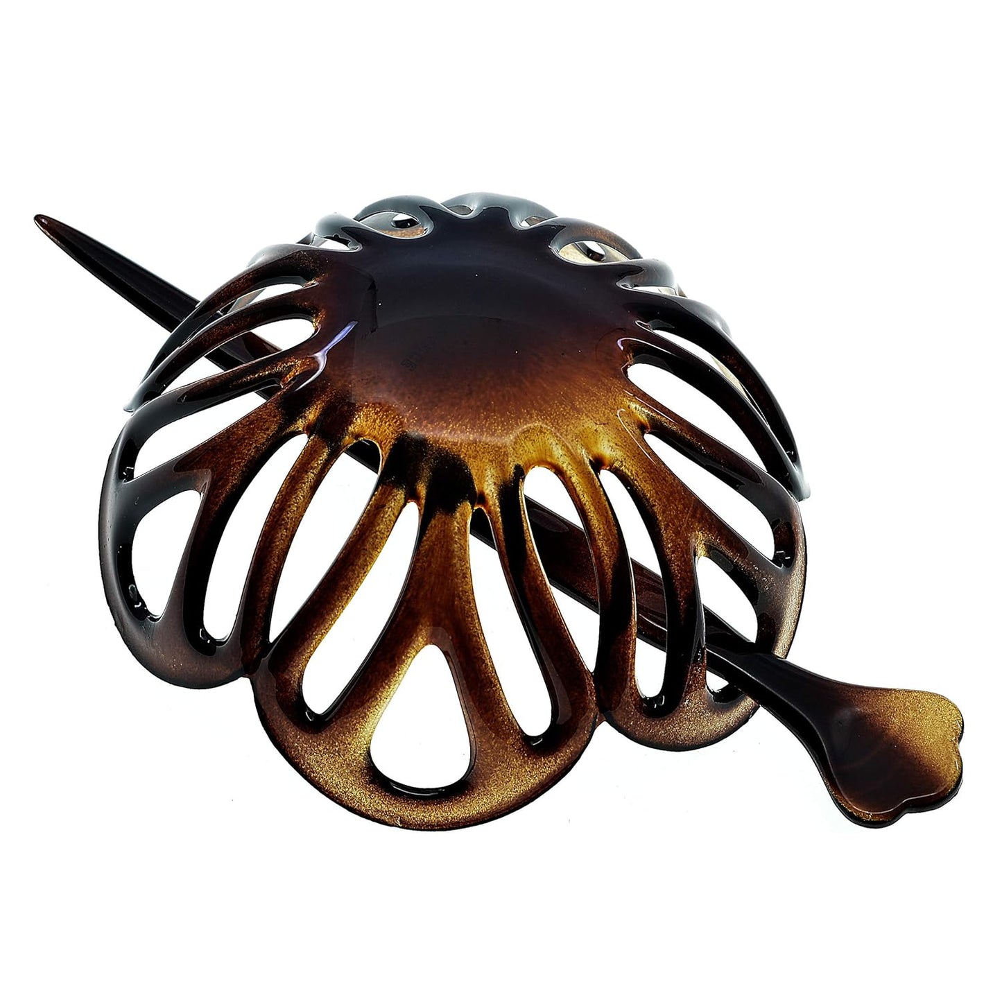 Camila Paris NV149 French Hair Bun Clip Maker Cover Cap Holder, Tortoise Shell, Round Dome Bun Hair Clip for Women Hair Updo, Styling Hair Bun Accessories for Women, No Slip Durable, Made in France