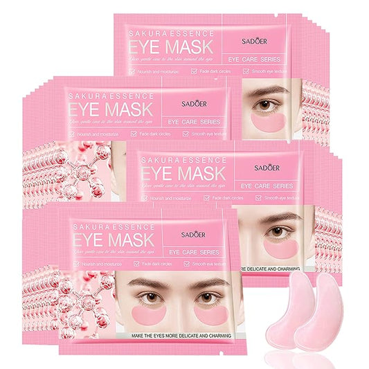 Under Eye Patches -30 Pairs Sakura Essence Eye Mask for Puffy Eyes,Reducing Dark Circles,Anti-Aging & Refreshing, Collagen Eye Mask for Moisturizing,Sakura Pink