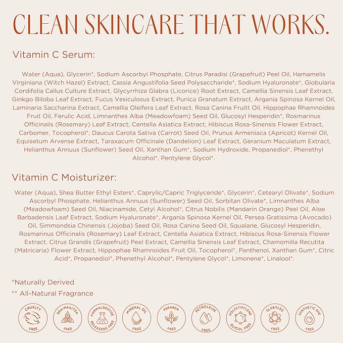 InstaNatural Vitamin C Four Step Skin Care Set, Skincare Routine, Brightens, Hydrates, Prevents Signs of Aging, Face Wash, Toner, Serum and Moisturizer, with Botanical Extracts