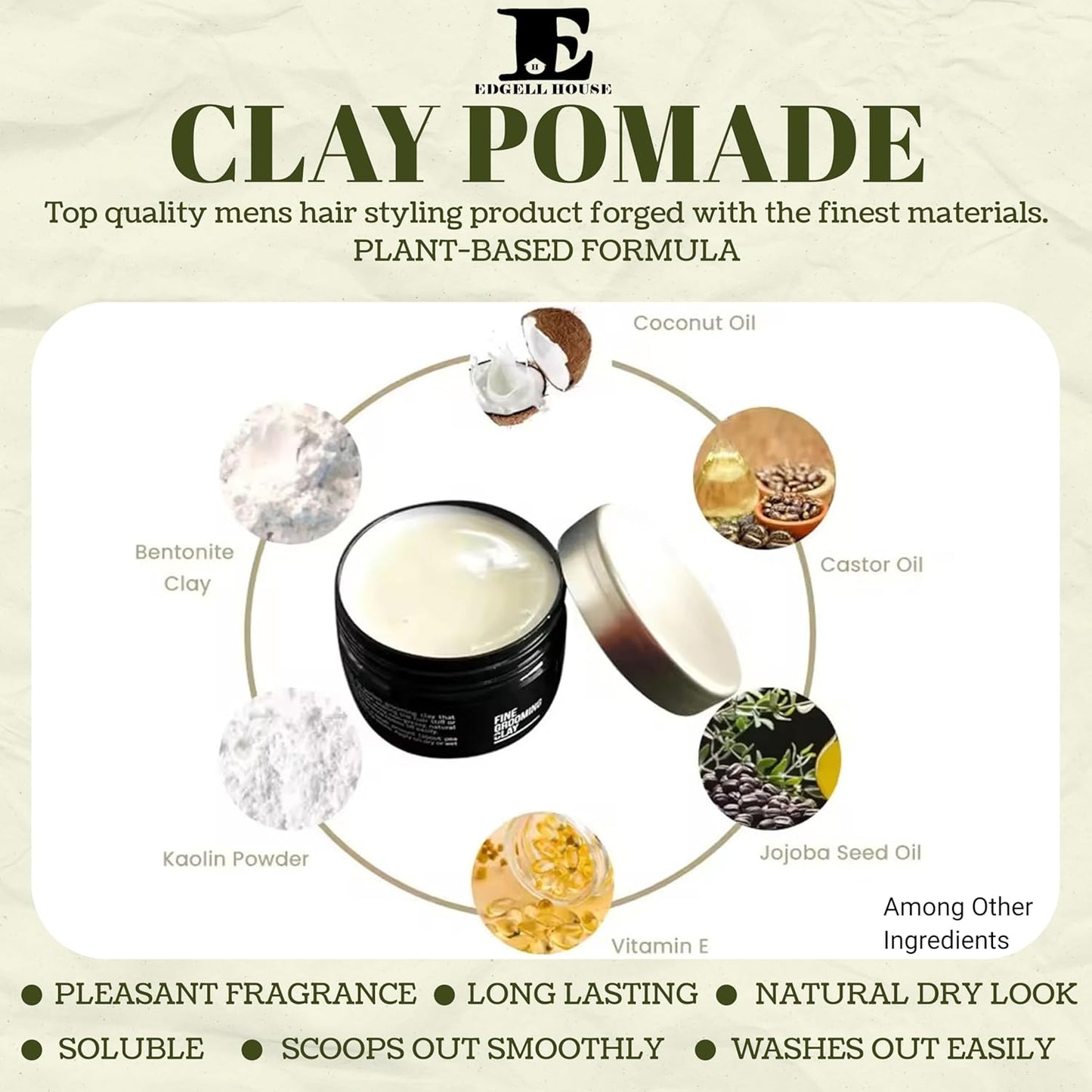 Clay Pomade And Folding Comb Gift Combo Set Includes 2.7oz Hair Clay Pomade For Men And 7 Inch Sandalwood Hair & Beard Pocket Comb – Clay Products and Wooden Gifts