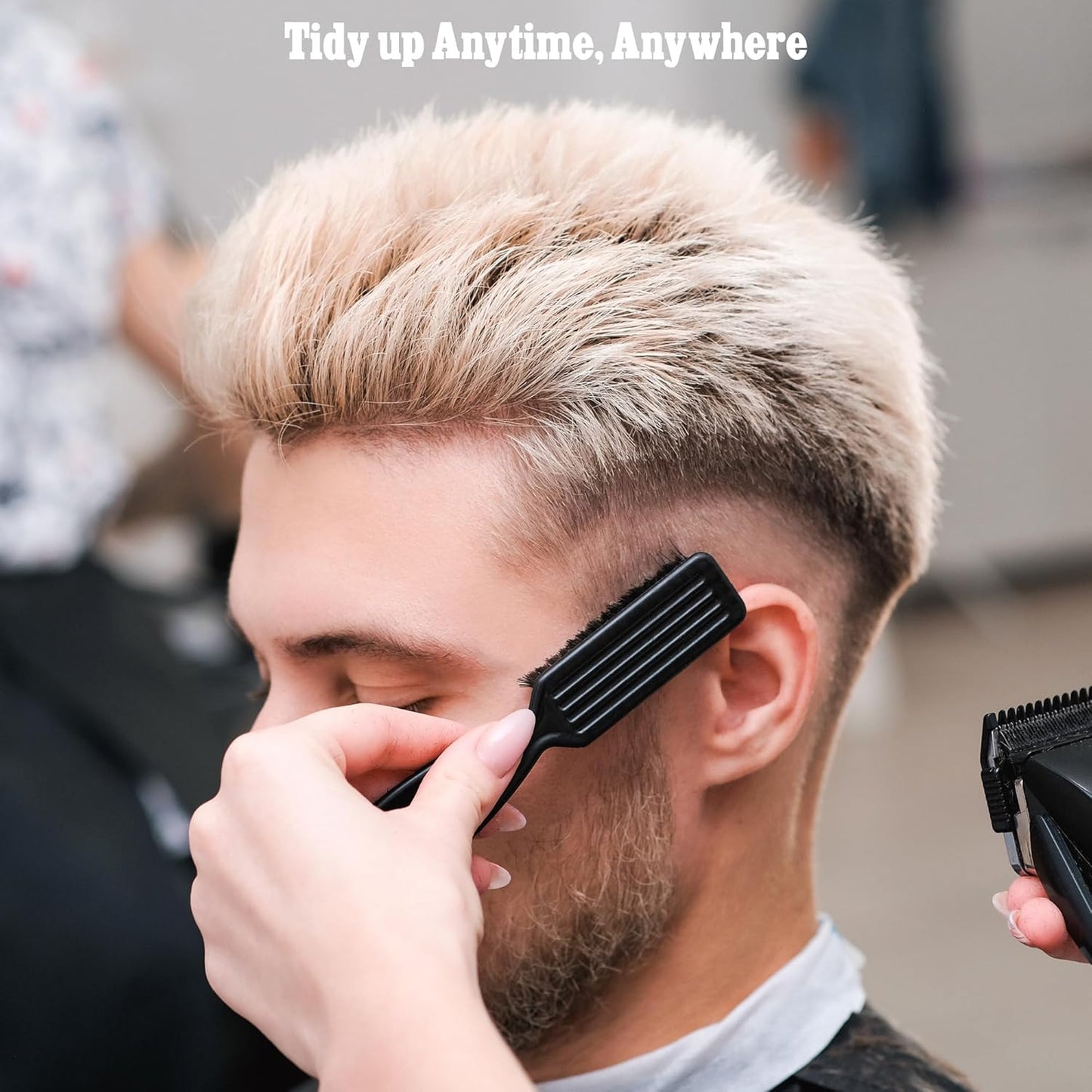 SALONSILK Barber Neck Duster Shaving Brush Set, 5 in 1 Professional Barber Accessories Cleaning Supplies, Hair Cutting Cleaning Hairbrush Styling Tool