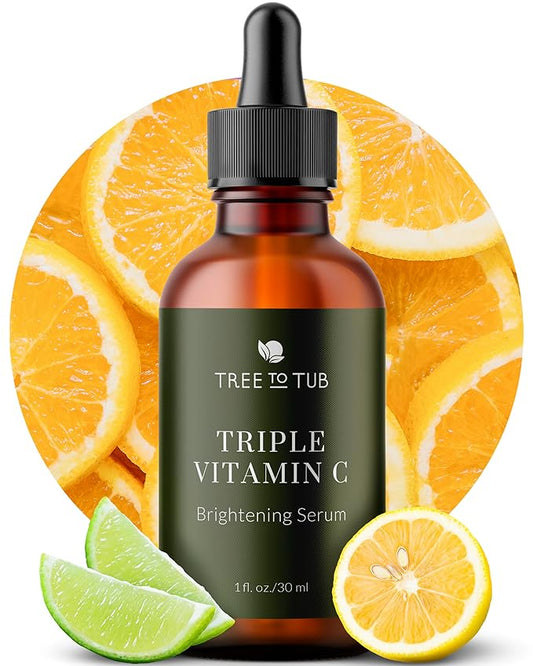 Tree To Tub Illuminating Vitamin C Serum - Triple Vitamin C Hydrating Serum for Face, Hyaluronic Acid - Maximum Anti-Aging Power Glow - Antioxidant for Dry, Sensitive Skin